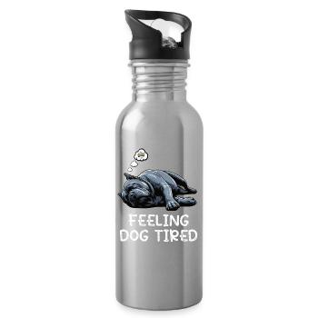 Feeling Dog Tired Cane Corso Italian Mastiff - Water bottle with straw - silver - Right