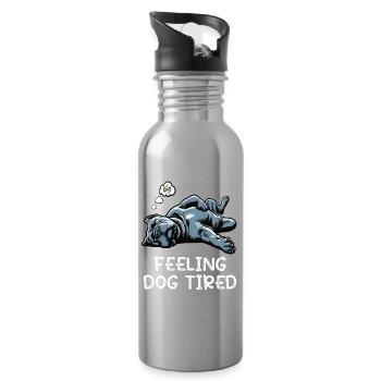 Feeling Dog Tired Cane Corso Italian Mastiff - Water bottle with straw - silver - Right