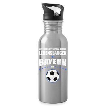 Lebenslanger Bayern Fan Geschenk | Retro Vintage - Trinkflasche mit integriertem Trinkhalm - Lightsilver - Rechts