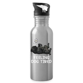 Feeling Dog Tired Cane Corso Italian Mastiff - Water bottle with straw - silver - Right