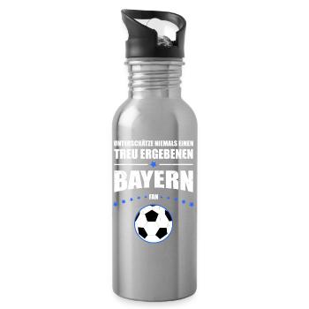 Treu ergebener Bayern Fan Geschenk | Vintage Look - Trinkflasche mit integriertem Trinkhalm - Lightsilver - Rechts
