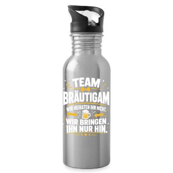 Team Bräutigam. Wir bringen ihn nur hin - Trinkflasche mit integriertem Trinkhalm - Lightsilver - Rechts