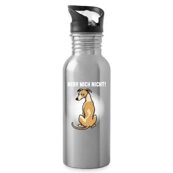 Nerv Mich Nicht Whippet Windhund Whippetbesitzer - Trinkflasche mit integriertem Trinkhalm - Lightsilver - Rechts
