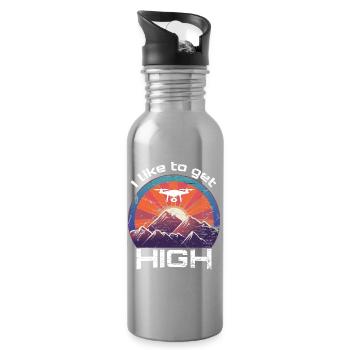 Drones: Talking about flight repairs in leisure time - Water bottle with straw - silver - Right