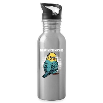 Nerv Mich Nicht Wellensittich Wellensittichhalter - Trinkflasche mit integriertem Trinkhalm - Lightsilver - Rechts