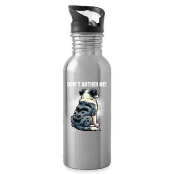 Don't Bother Me Australian Shepherd Aussie Aussies - Water bottle with straw - silver - Right