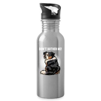 Don't Bother Me Australian Shepherd Aussie Aussies - Water bottle with straw - silver - Right