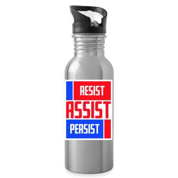 Resist Assist Persist Aktivismus Motivation Logo - Trinkflasche mit integriertem Trinkhalm - Lightsilver - Rechts