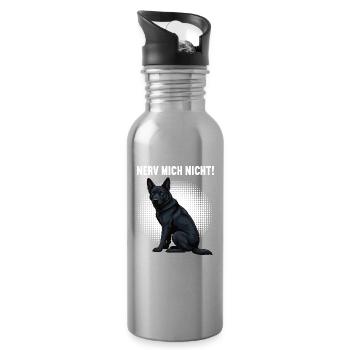 Nerv Mich Nicht Schwarzer Schäferhund Schäferhunde - Trinkflasche mit integriertem Trinkhalm - Lightsilver - Rechts