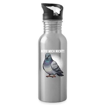 Nerv Mich Nicht Taube Tauben Taubenliebhaber  - Trinkflasche mit integriertem Trinkhalm - Lightsilver - Rechts