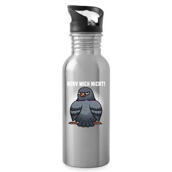 Nerv Mich Nicht Taube Tauben Taubenliebhaber  - Trinkflasche mit integriertem Trinkhalm - Lightsilver - Rechts