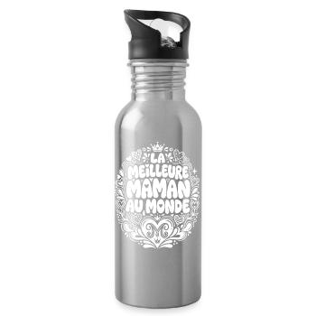 Best Mom in the World - Water bottle with straw - silver - Right