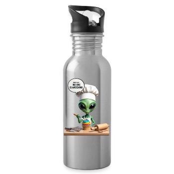 Alien Chef Cupcake - Water bottle with straw - silver - Right