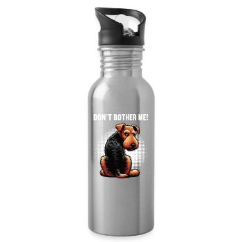 Don't Bother Me Airedale Terrier Airedale Lover - Water bottle with straw - silver - Right