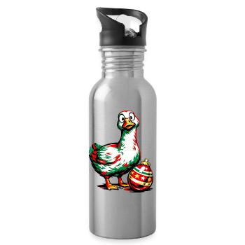 Gans mit Weihnachtskugel - Ei . 1 - Trinkflasche mit integriertem Trinkhalm - Lightsilver - Rechts