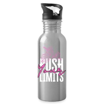 Push Your Limits Fitness Icon - Trinkflasche mit integriertem Trinkhalm - Lightsilver - Rechts
