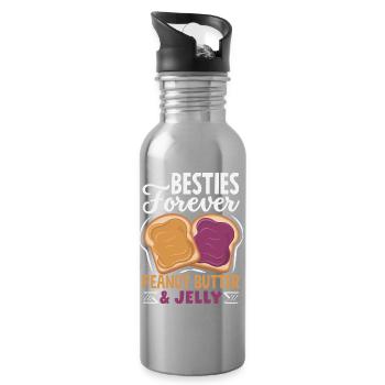 Erdnussbutter & Marmelade Partnerlook Design - Trinkflasche mit integriertem Trinkhalm - Lightsilver - Rechts