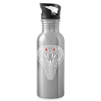 Cobra Snake Mascot Logo Sport Fighting Gift - Water bottle with straw - silver - Right
