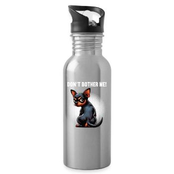 Don't Bother Me Miniature Pinscher Pinscher Minpin - Water bottle with straw - silver - Right