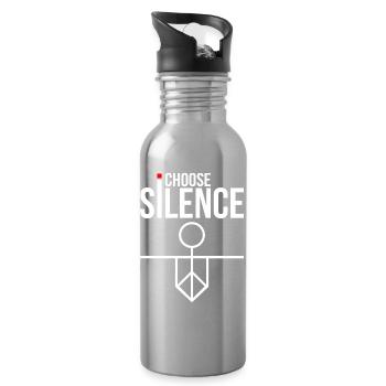 Ich wähle Stille - Trinkflasche mit integriertem Trinkhalm - Lightsilver - Rechts
