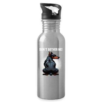Don't Bother Me Dobermann Doberman Owner - Water bottle with straw - silver - Right