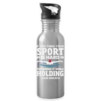 Lustige Schwimmer Sprüche & Schwimmverein Design - Trinkflasche mit integriertem Trinkhalm - Lightsilver - Rechts