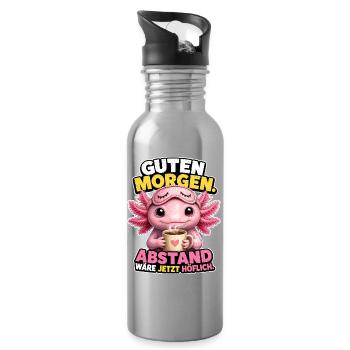 Axolotl Braucht Sicherheitsabstand - Trinkflasche mit integriertem Trinkhalm - Lightsilver - Rechts