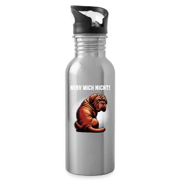 Nerv Mich Nicht Bordeaux Dogge Bordeauxs Bordeaux  - Trinkflasche mit integriertem Trinkhalm - Lightsilver - Rechts