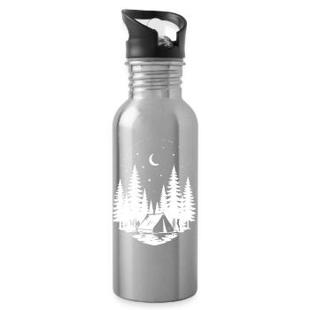 Nachtwald Camping Silhouette - Trinkflasche mit integriertem Trinkhalm - Lightsilver - Rechts