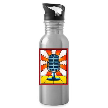 Vintage-Buntglas-Mikrofon - Trinkflasche mit integriertem Trinkhalm - Lightsilver - Rechts
