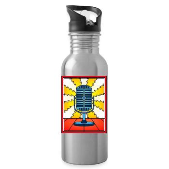 Vintage-Buntglas-Mikrofon - Trinkflasche mit integriertem Trinkhalm - Lightsilver - Rechts