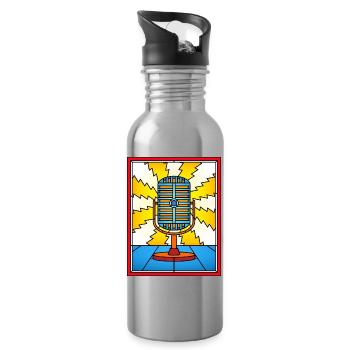 Buntglas-Retro-Mikrofon - Trinkflasche mit integriertem Trinkhalm - Lightsilver - Rechts