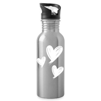 Hearts - Water bottle with straw - silver - Right