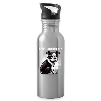 Don't Bother Me Boston Terrier Boston terrier dog - Water bottle with straw - silver - Right