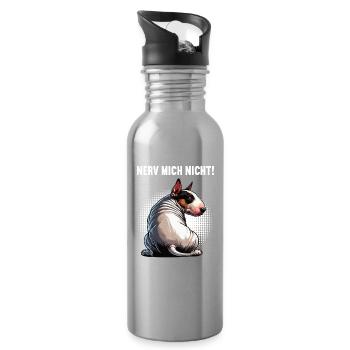 Nerv Mich Nicht Miniatur Bullterrier Bully Bullys - Trinkflasche mit integriertem Trinkhalm - Lightsilver - Rechts