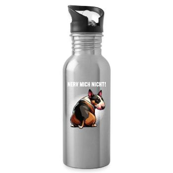 Nerv Mich Nicht Miniatur Bullterrier Bully Bullys - Trinkflasche mit integriertem Trinkhalm - Lightsilver - Rechts
