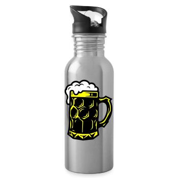 Beer Mug Symbol Booze - Water bottle with straw - silver - Right