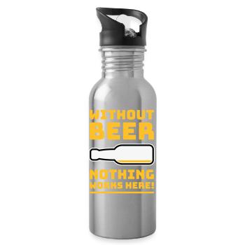 Sans bière, rien ne marche ici ! (BÛT UN DE PIS 3C) - Gourde avec paille intégrée - argent clair - Droite