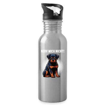 Nerv Mich Nicht Rottweiler Rottweilerbesitzer  - Trinkflasche mit integriertem Trinkhalm - Lightsilver - Rechts