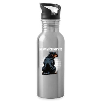 Nerv Mich Nicht Rottweiler Rottweilerbesitzer  - Trinkflasche mit integriertem Trinkhalm - Lightsilver - Rechts
