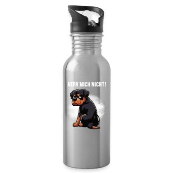 Nerv Mich Nicht Rottweiler Rottweilerbesitzer  - Trinkflasche mit integriertem Trinkhalm - Lightsilver - Rechts
