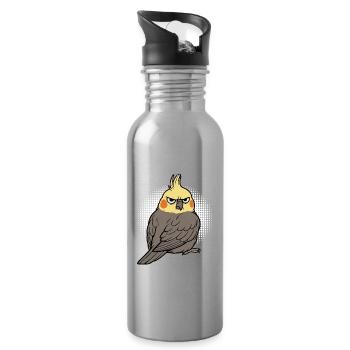 Cockatiel Cockatiel Cockatiel Cockatiel Bird - Water bottle with straw - silver - Right