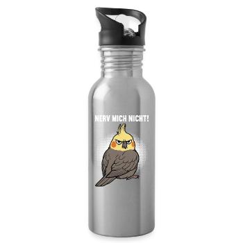 Nerv Mich Nicht Nymphensittich Nymphensittiche  - Trinkflasche mit integriertem Trinkhalm - Lightsilver - Rechts
