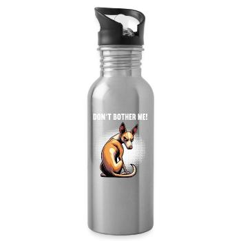 Ne me dérangez pas Podenco Podencos Podencos Amants de Podenco - Gourde avec paille intégrée - argent clair - Droite