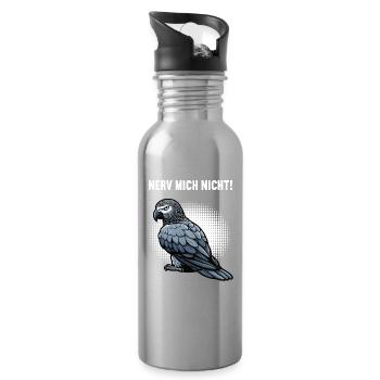 Nerv Mich Nicht Graupapagei Graupapageie Papagei - Trinkflasche mit integriertem Trinkhalm - Lightsilver - Rechts