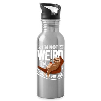 Lustiges Faultier Geschenk - Trinkflasche mit integriertem Trinkhalm - Lightsilver - Rechts