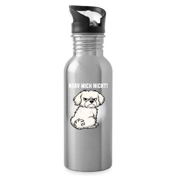 Nerv Mich Nicht Malteser Malteserbesitzer Maltese - Trinkflasche mit integriertem Trinkhalm - Lightsilver - Rechts