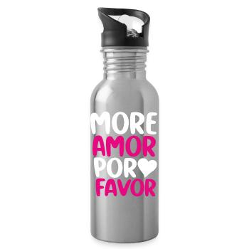 More Amor Por Favor Love Statement - Trinkflasche mit integriertem Trinkhalm - Lightsilver - Rechts