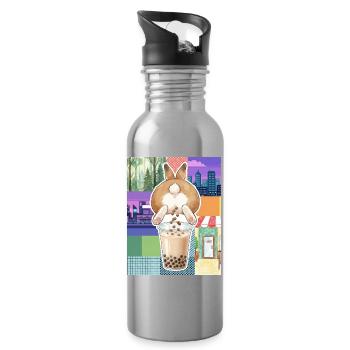 Bubble Tea Boba Drôle de Lapin mignon - Gourde avec paille intégrée - argent clair - Droite