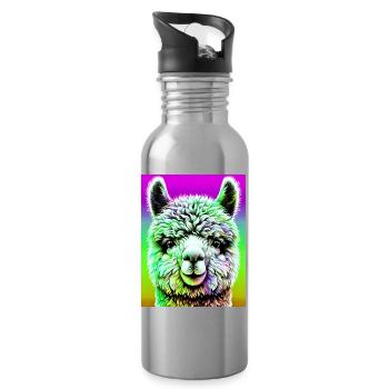 Alpaka - Trinkflasche mit integriertem Trinkhalm - Lightsilver - Rechts